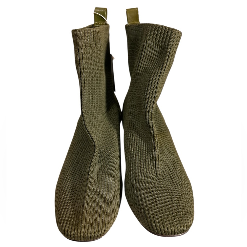 Joie Neely Olive Green Ribbed Knit Ankle Boots Size 9 1/2